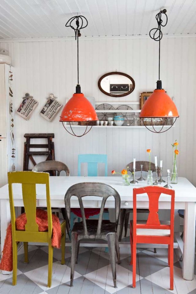 chaises de cuisine dépareillées-style-vintage