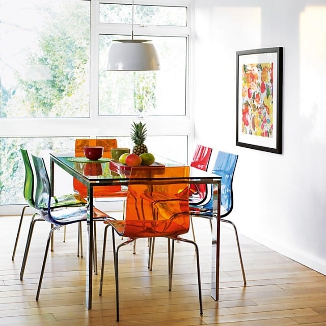 chaises de cuisine transparentes-acryliques-couleurs