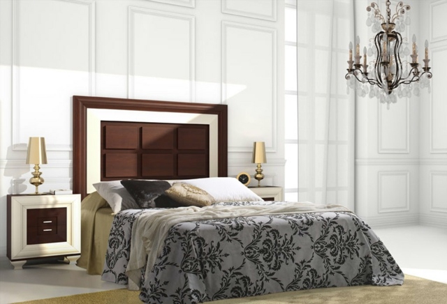 chambre-coucher-complète-tête-lit-marron-bois-table-chevet chambre à coucher complète