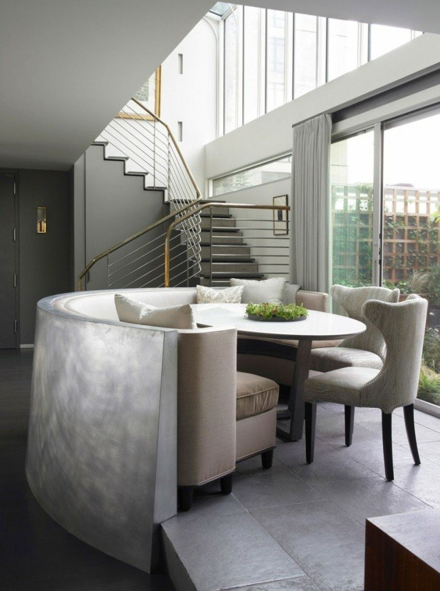 coin-repas séparé table ronde loft moderne
