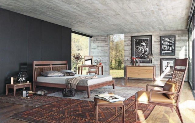 couleur de chambre moderne mur-aspect-béton-kilims