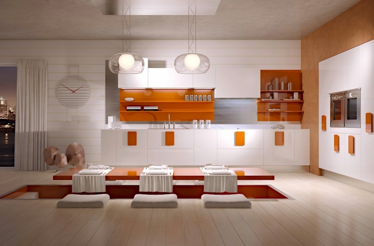 cuisine-moderne-minimaliste-blanche-accents-orange-chaud
