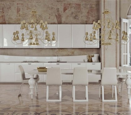 cuisine-moderne-minimaliste-classique-lustres-or-mobilier-blanc