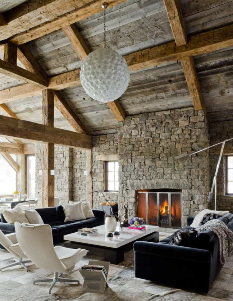 La déco campagne à la maison idées pour intérieur élégant Cheminée décor Vieille