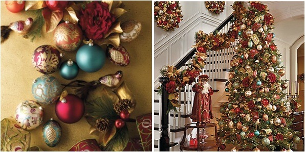 déco-de-Noël-sapin-boules-multicolore-parapet-escalier