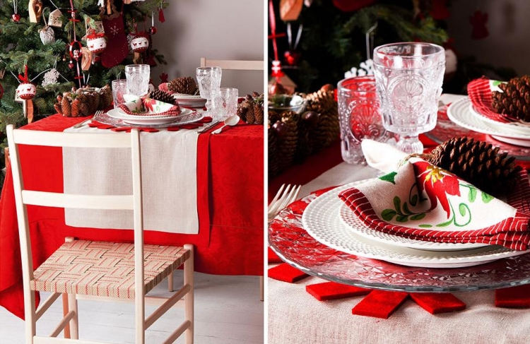 déco-table-Noël-nappe-rouge-pommes-pin-serviettes-motifs