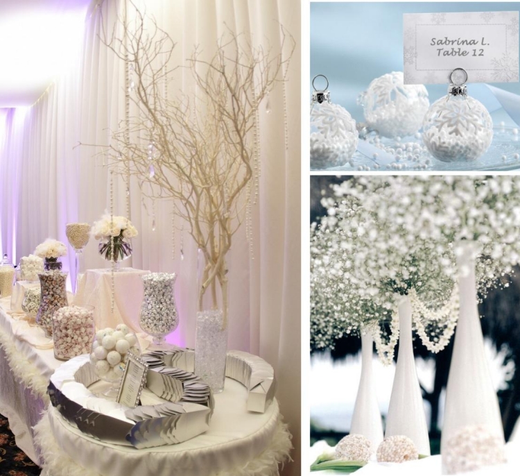 déco-table-mariage-hiver-fleurs-ornements-blanc déco table mariage