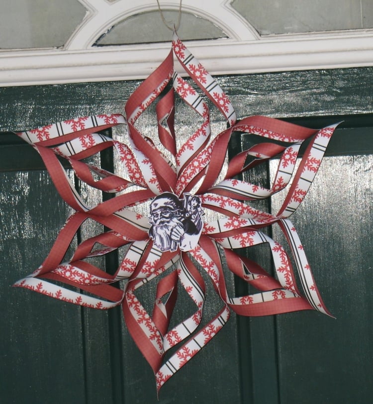décoration-Noël-étoile-papier-porte-entrée