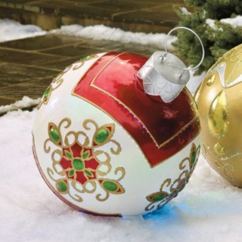 décoration-Noël-extérieur-boules-Noël-blanche-verre-motifs-rouges-verts