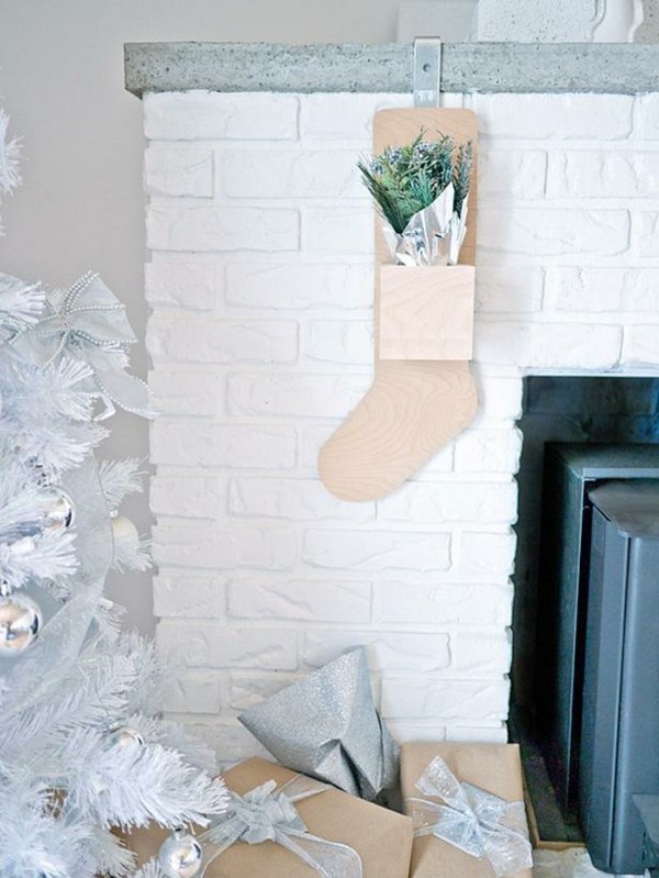 décoration de Noël originale chaussette-bois