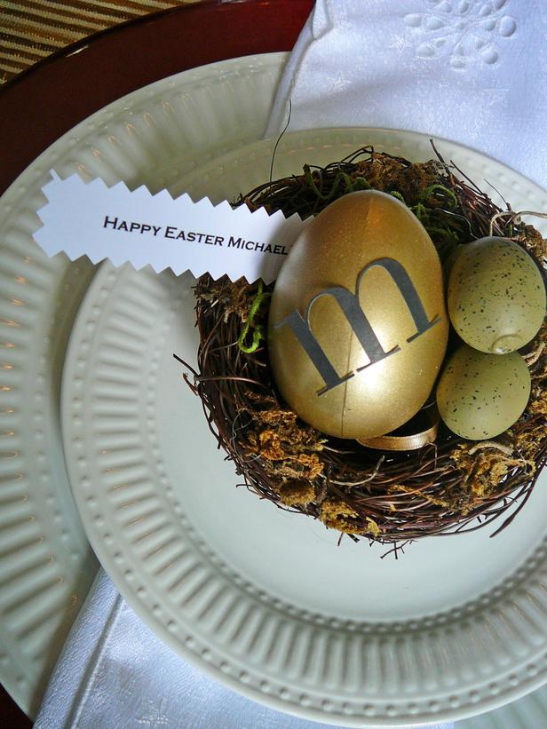 décoration-Pâques-oeufs-or-nid-décoratif décoration de Pâques