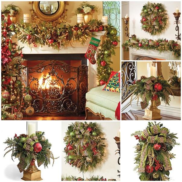 décoration-de-Noël-idée-originale-manteau-cheminee-couronne-porte