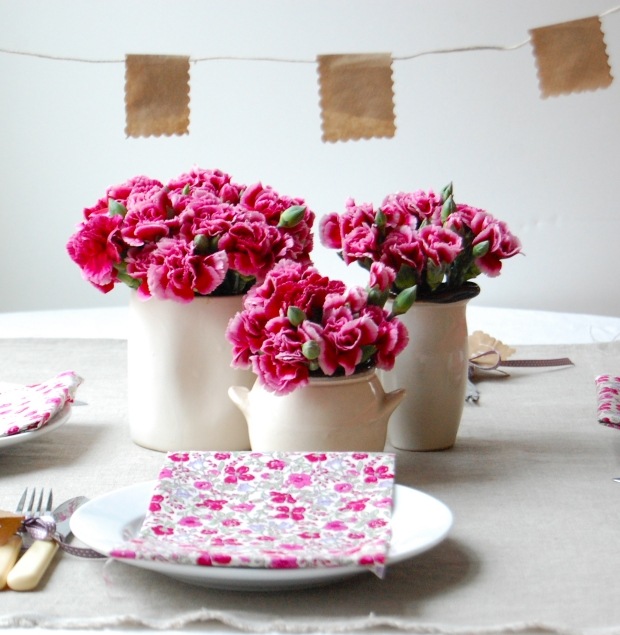 décoration-florale-printemps-oeillets-roses décoration florale