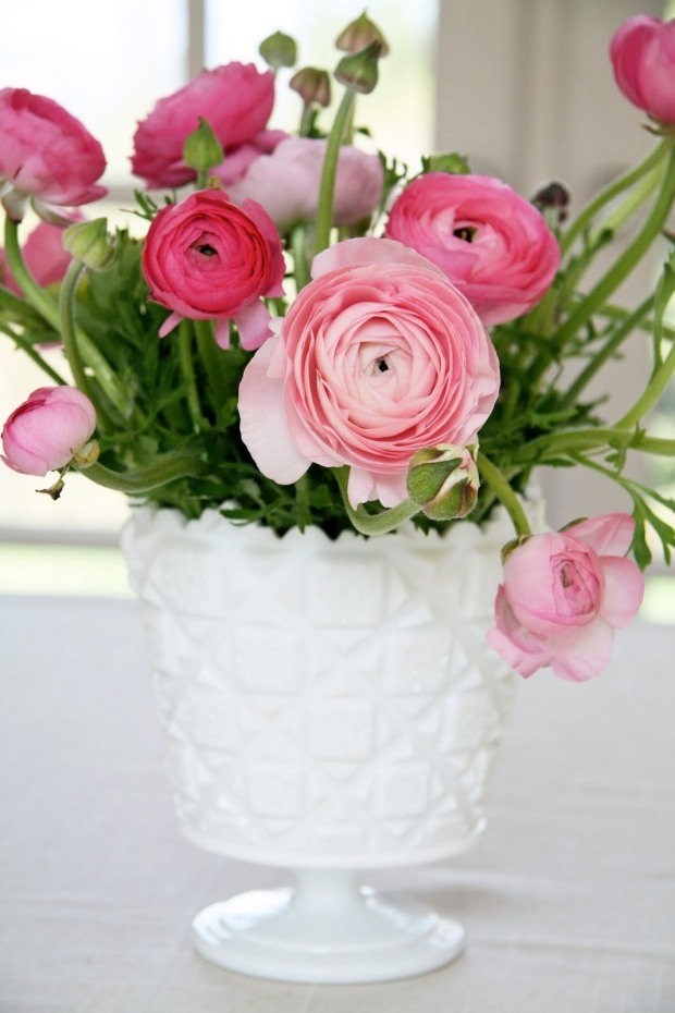 décoration-florale-printemps-renoncules-roses décoration florale