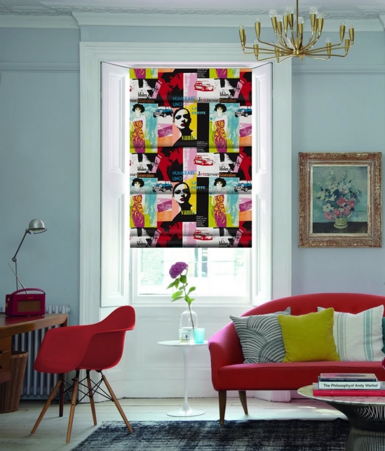 décoration-intérieure-canapé-rose-poste-multicolore-Pop-Art décoration intérieure