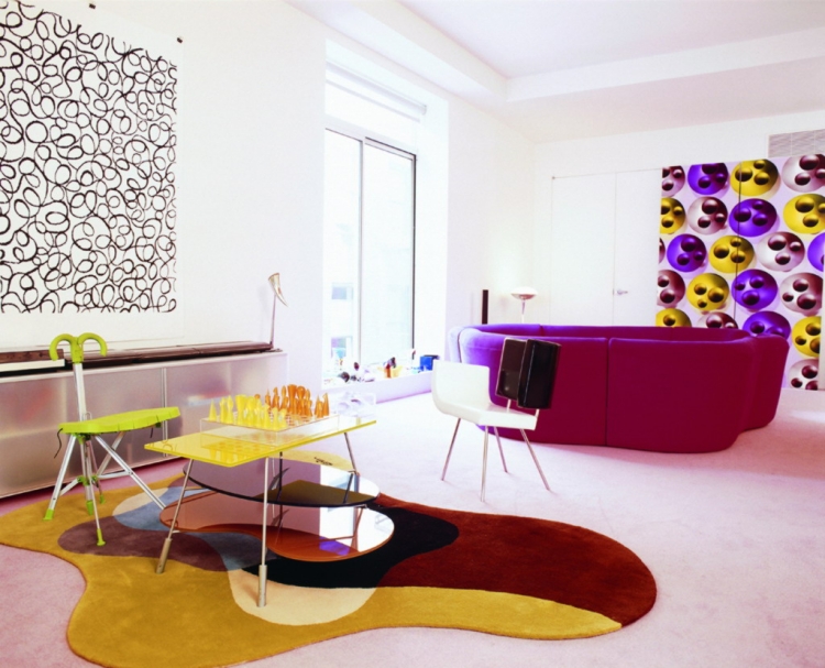 décoration-intérieure-salon-Pop-Art-déco-murale-multicolore décoration intérieure