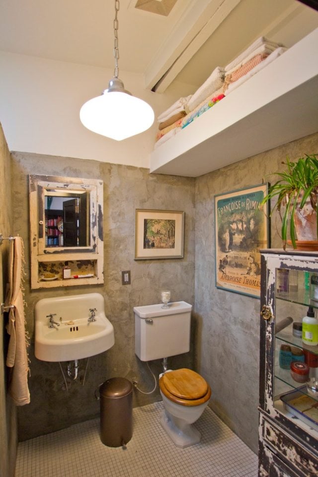 décoration-petite-salle-bains-toilettes-vintage