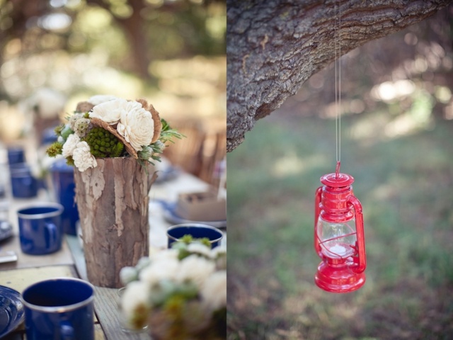 décoration-printemps-table-lanterne-écorce-vase-roses-blanches