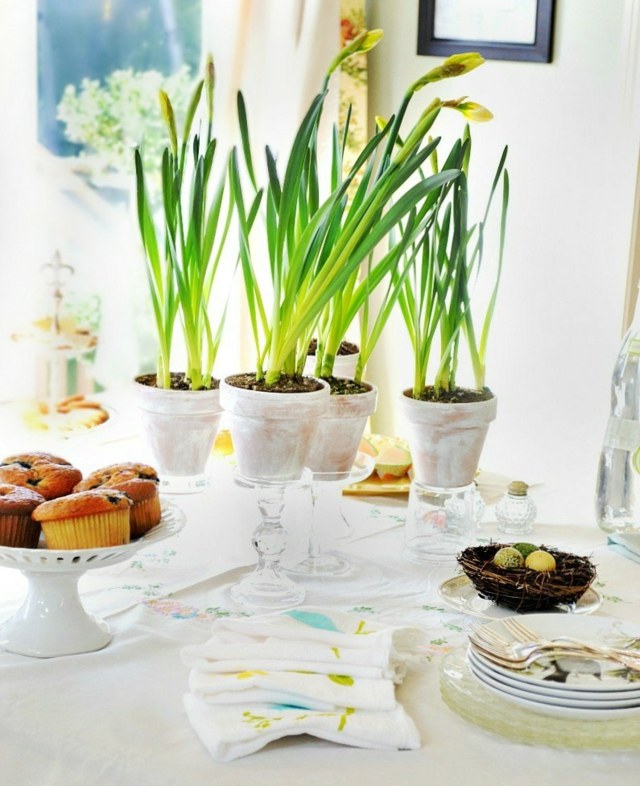décoration-printemps-table-narcisses-nid-décoratif