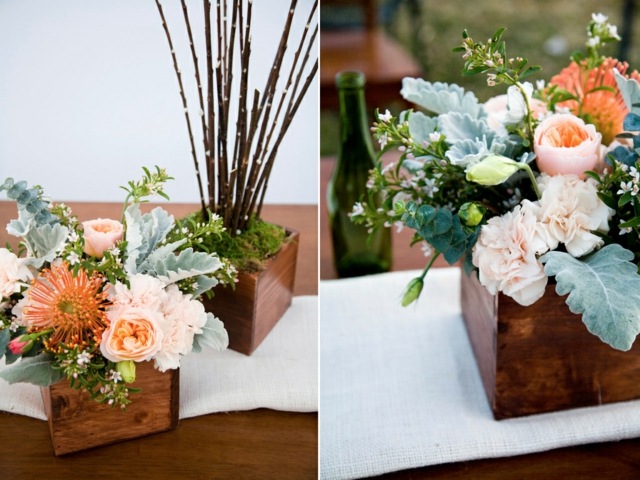 décoration-printemps-table-roses-boîtes-bois-branchettes-saule décoration printemps