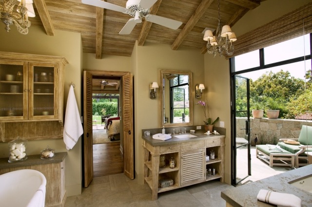 décoration salle de bains bois -style-vintage