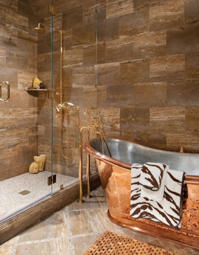 design salle de bains baignoire-ancienne-murs-pierre