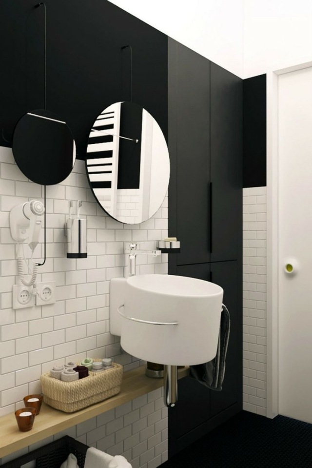 design salle de bains contemporaine-blanc-noir