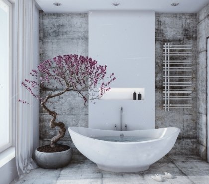 design salle de bains japonaise bonsaï-baignoire