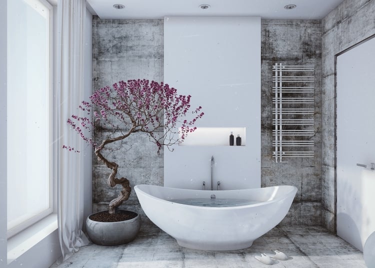 design salle de bains japonaise bonsaï-baignoire