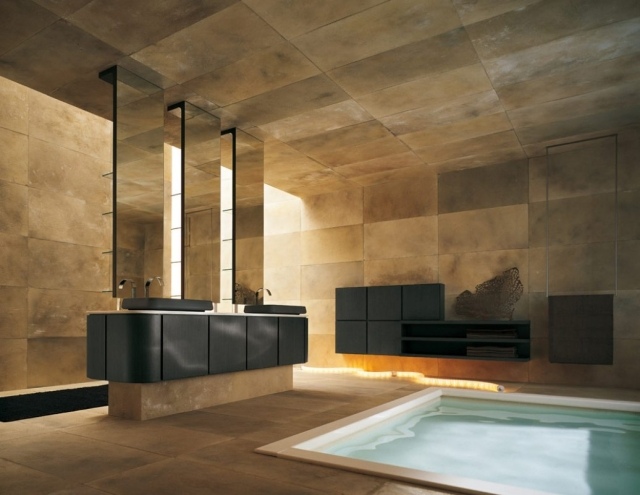 design salle de bains de luxe bain remous pierre naturelle