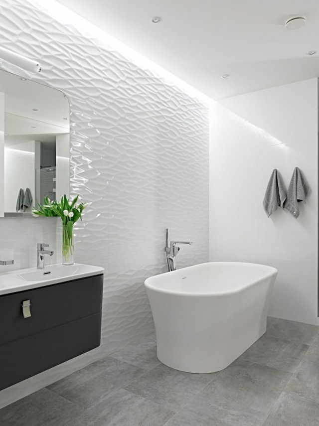 design salle de bains moderne blanche mur relief 3d