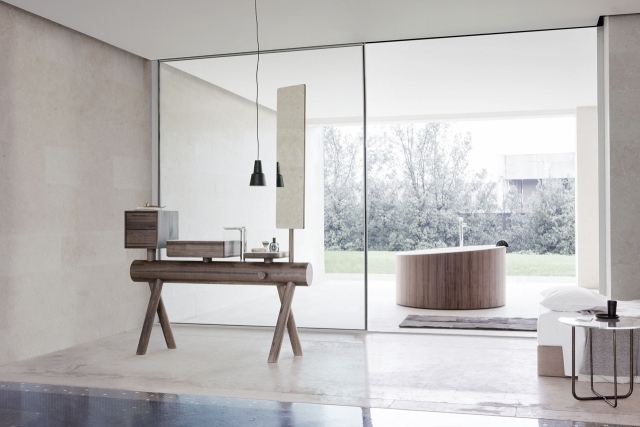 design salle bains moderne bois marbre