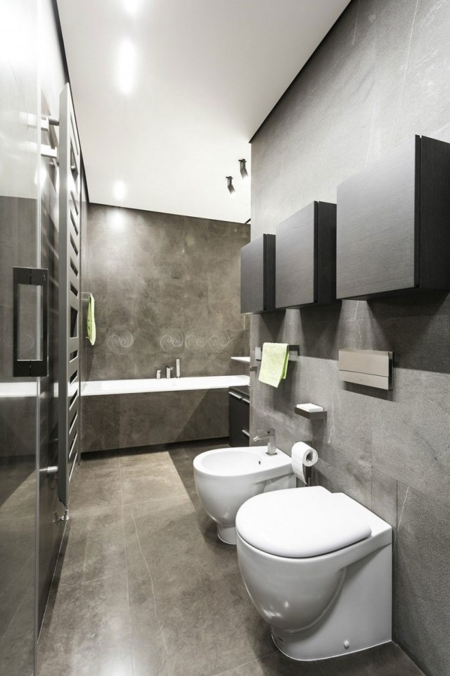 design salle bains moderne grise aspect béton