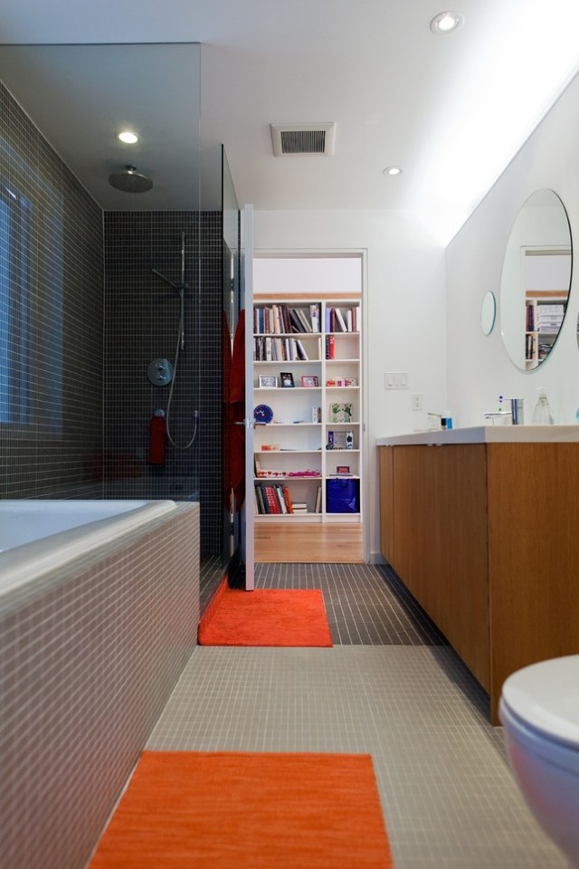 design salle bains moderne mosaïque taupe