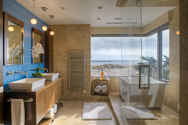 design salle de bains mosaïque beige-carrelage-bleu