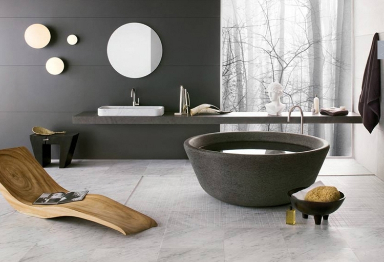 design salle de bains zen pierre bois-miroirs
