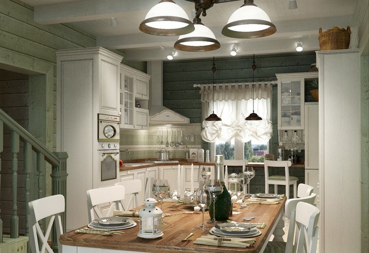 design-salle-manger-lampes-plafond-table-bois-chaises-design-lambris