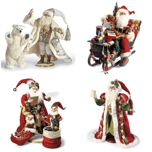 figurines-Noël-bois-luge-ours-blanc-père-Noel