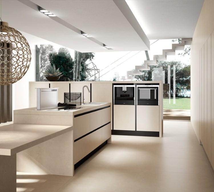 73 idées de cuisine moderne avec îlot, bar ou table à manger Deco cuisine avec table intégrée