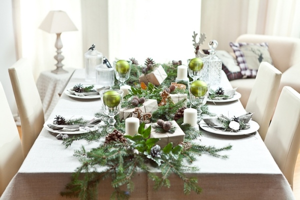 Idées déco de table pour l'hiver naturelle aux accents blancs Hiver Balcon décor