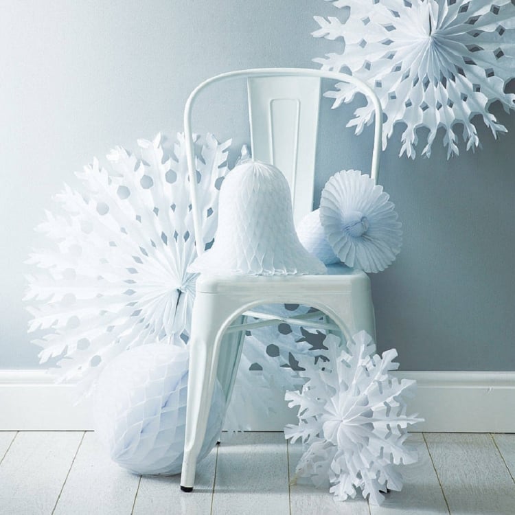 idées de décoration de Noël blanche-flocons-papier