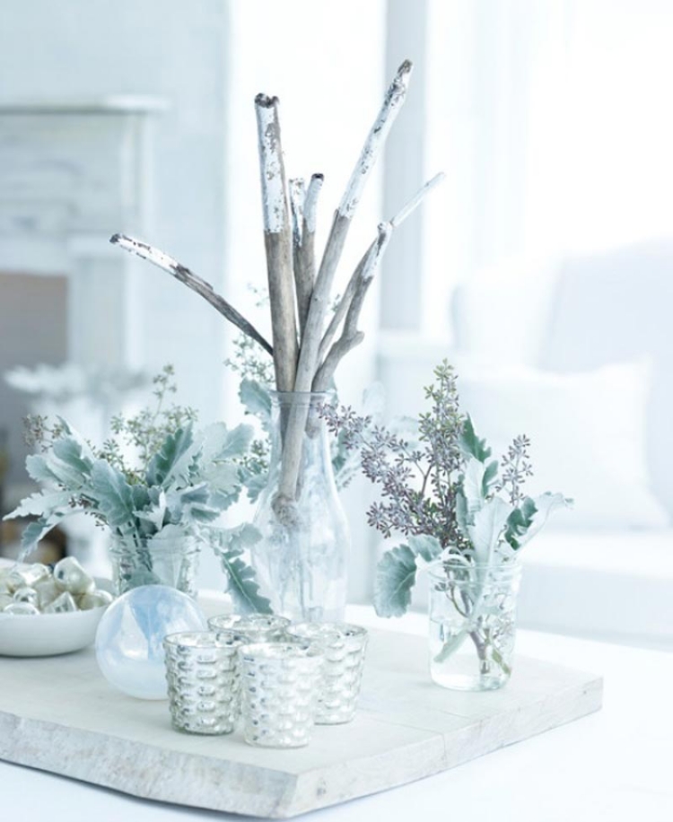 idées de décoration de Noël blanche-style-rustique