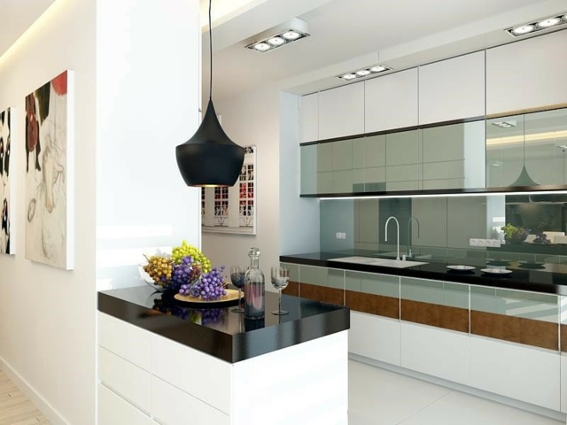 73 idées de cuisine moderne avec îlot, bar ou table à manger Deco cuisine avec table intégrée