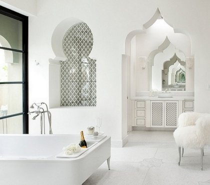idées déco salle de bains marocaine moderne-arc-outrepassé
