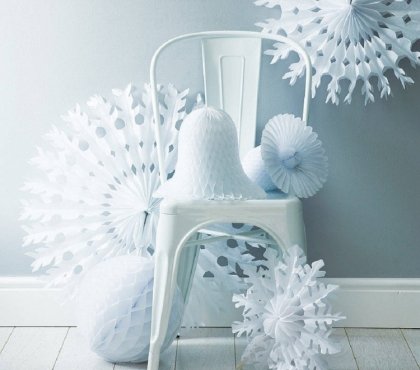 idées de décoration de Noël blanche-flocons-papier