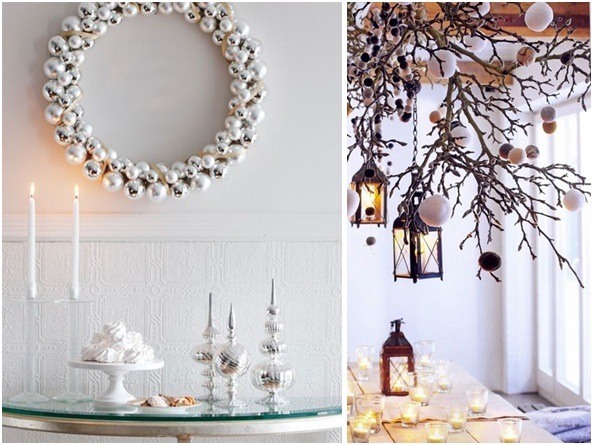 idées de décoration Noël couronne-boules-branches