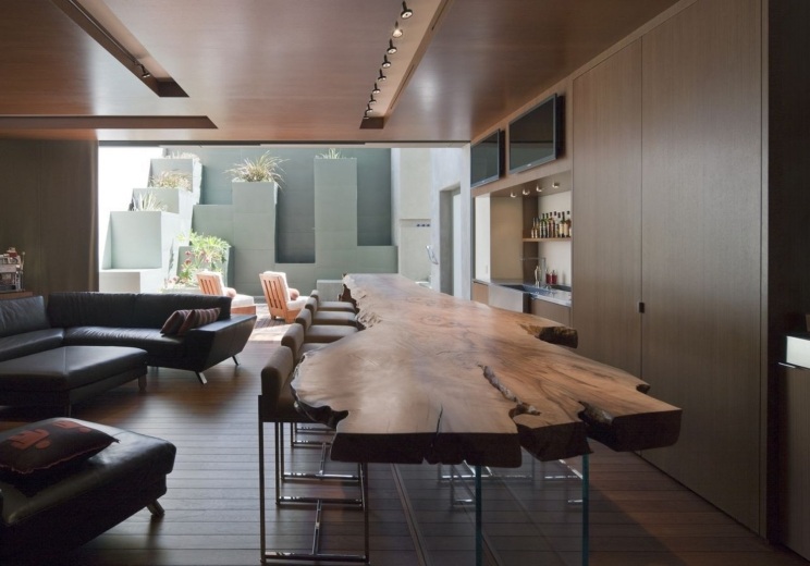 intérieur moderne table manger rustique bois brut