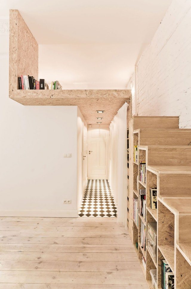 Lit mezzanine adulte pour l'aménagement du petit appartement Rangement pour petit appartement