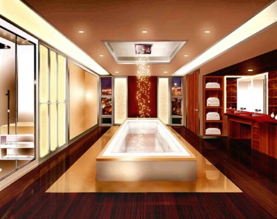 luminaire-salle-de-bains--luxe-baignoire-rectangulaire