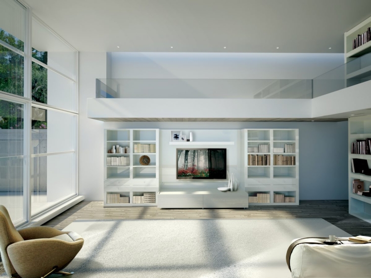 meuble-salon-design-blanc-bibliothèque meuble de salon design